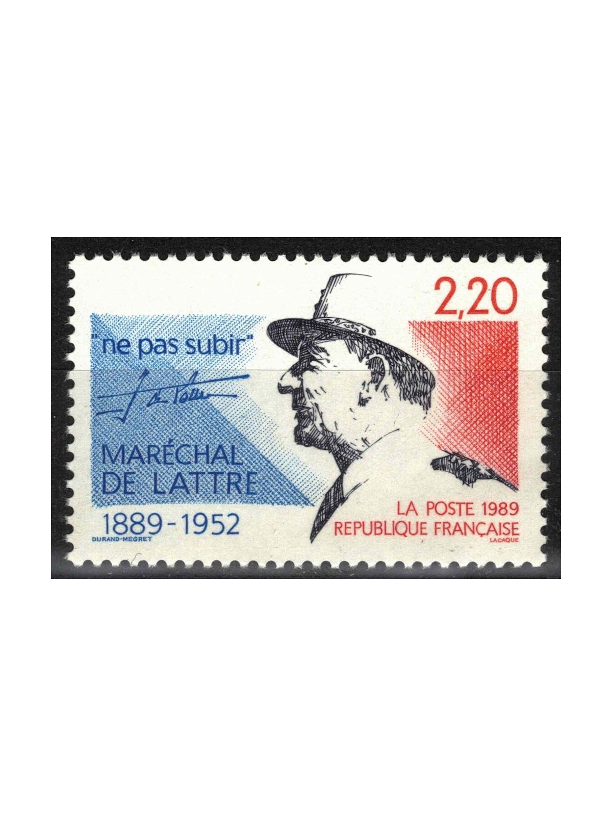 FRANCIA 1989 Maresciallo De Lattre de Tassigny MNH**