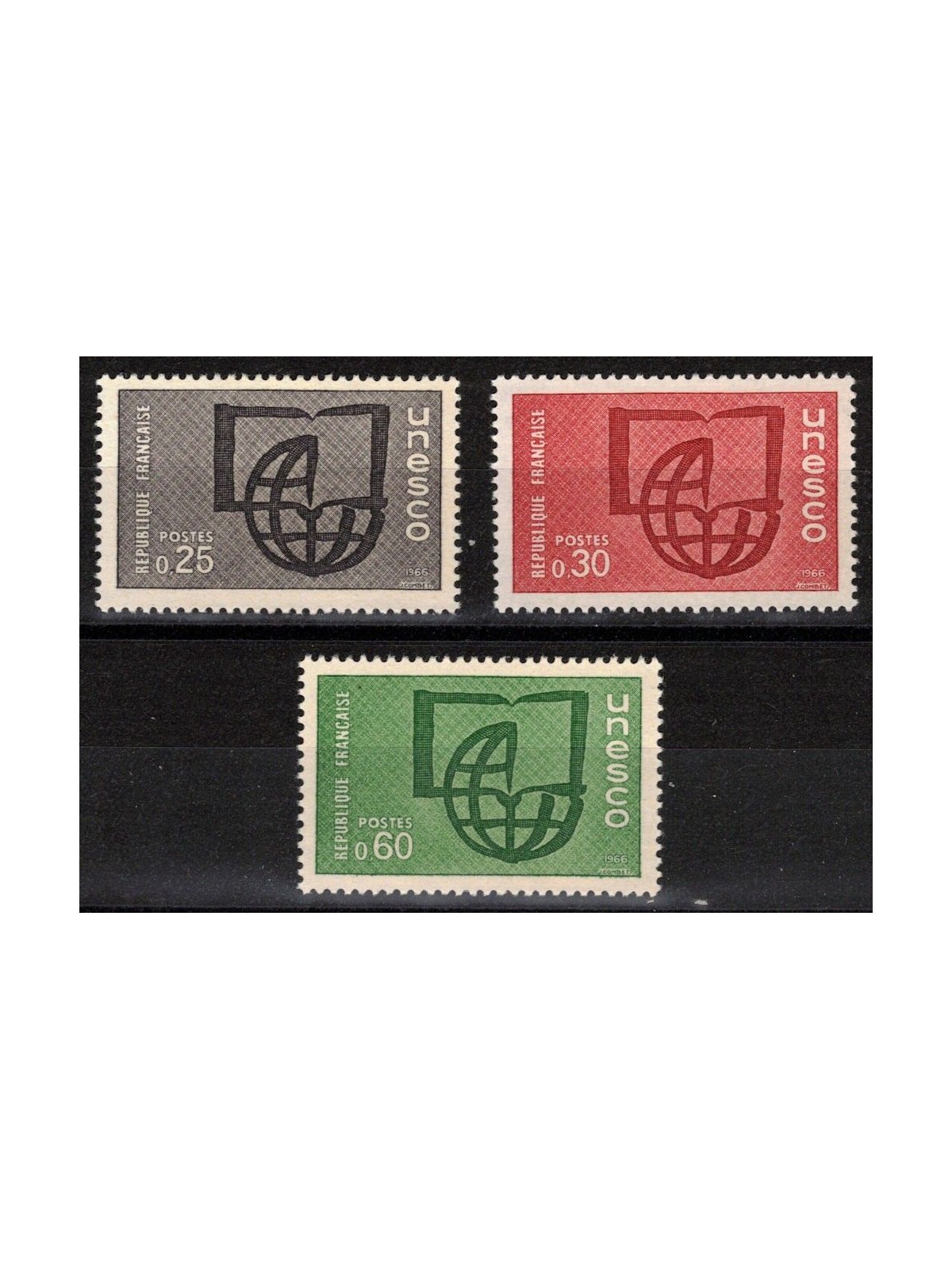 FRANCE 1966 Official Stamps (UNESCO) 3v MNH**