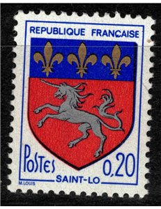 FRANCE 1966 Coat of arms of Saint-Lo MNH**