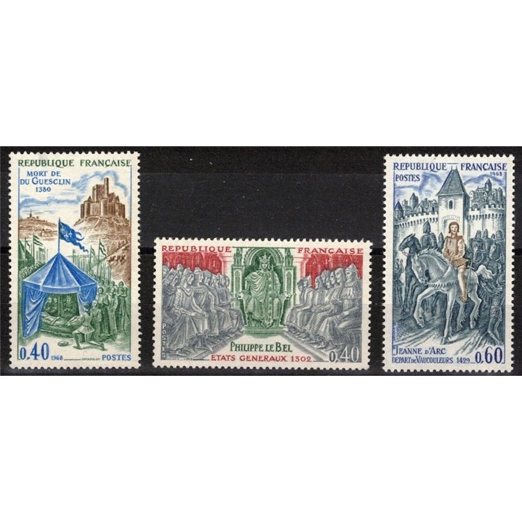 FRANCIA 1968 Storia di Francia (3ª serie) 3v MNH**