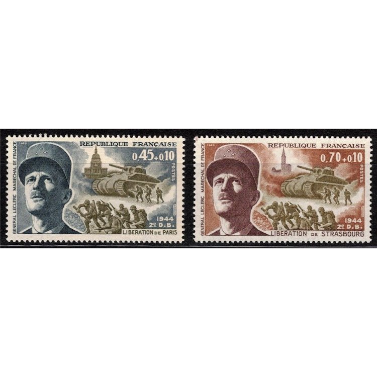 FRANCIA 1969 Liberazione di Parigi e Strasburgo 2v MNH**