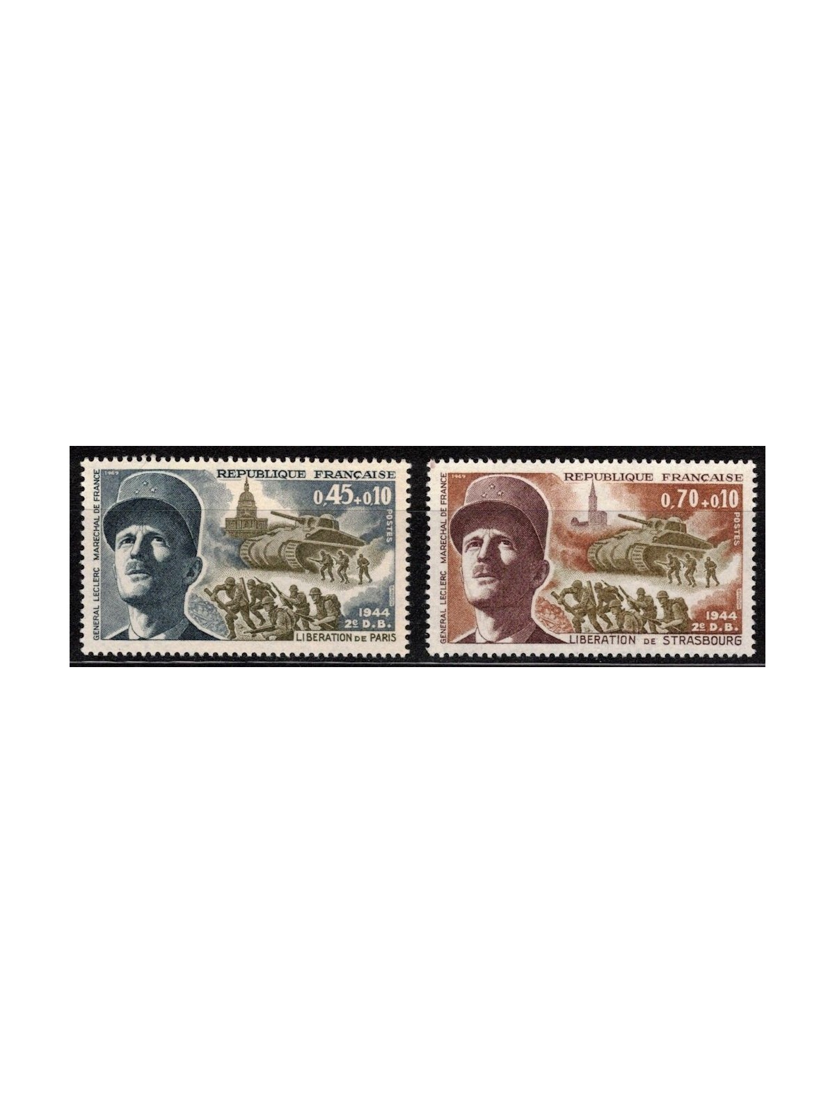 FRANCIA 1969 Liberazione di Parigi e Strasburgo 2v MNH**