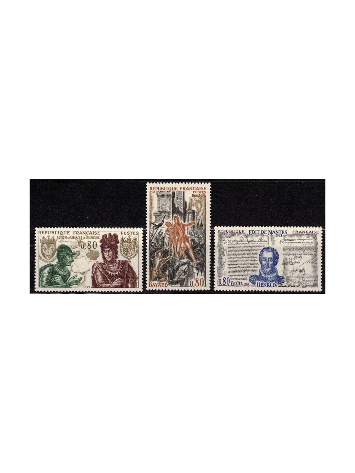 FRANCE 1969 History of France (4th series) 3v MNH**