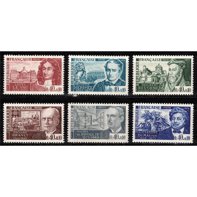 FRANCIA 1970 Pro Croce Rossa (personaggi celebri) 6v MNH**