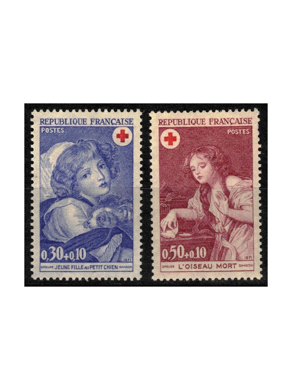 FRANCIA 1971 Pro Croce Rossa (Quadri) 2v MNH**