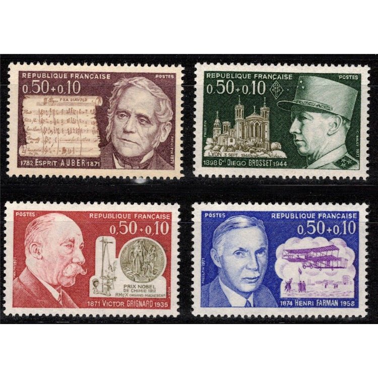 FRANCE 1971 Pro Red Cross (famous people) 4v MNH**
