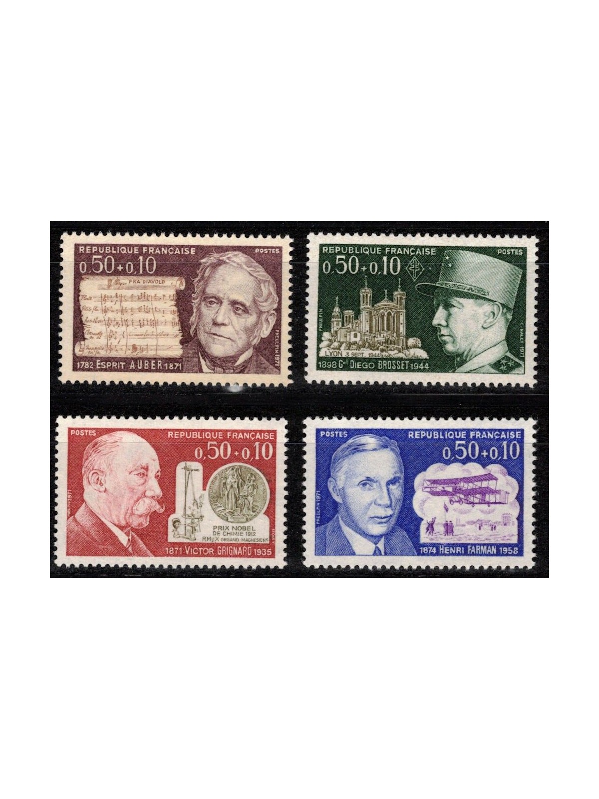 FRANCE 1971 Pro Red Cross (famous people) 4v MNH**