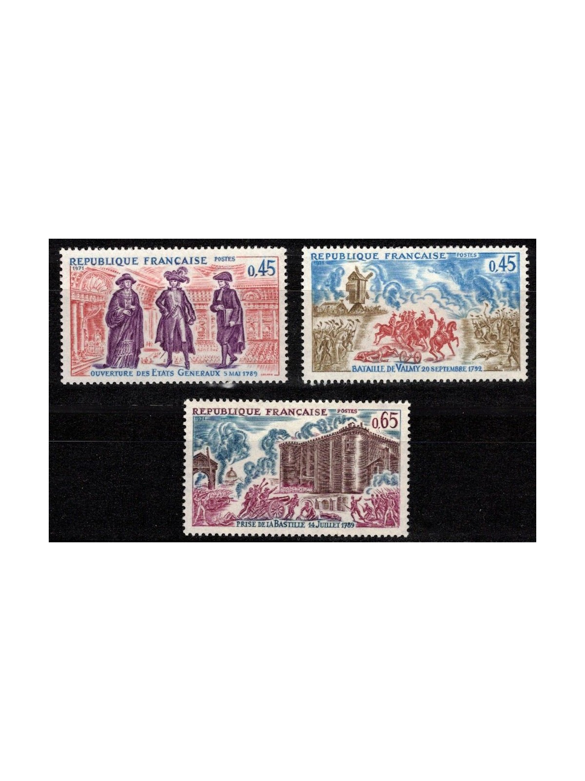 FRANCIA 1971 Storia di Francia (6ª serie) 3v MNH**
