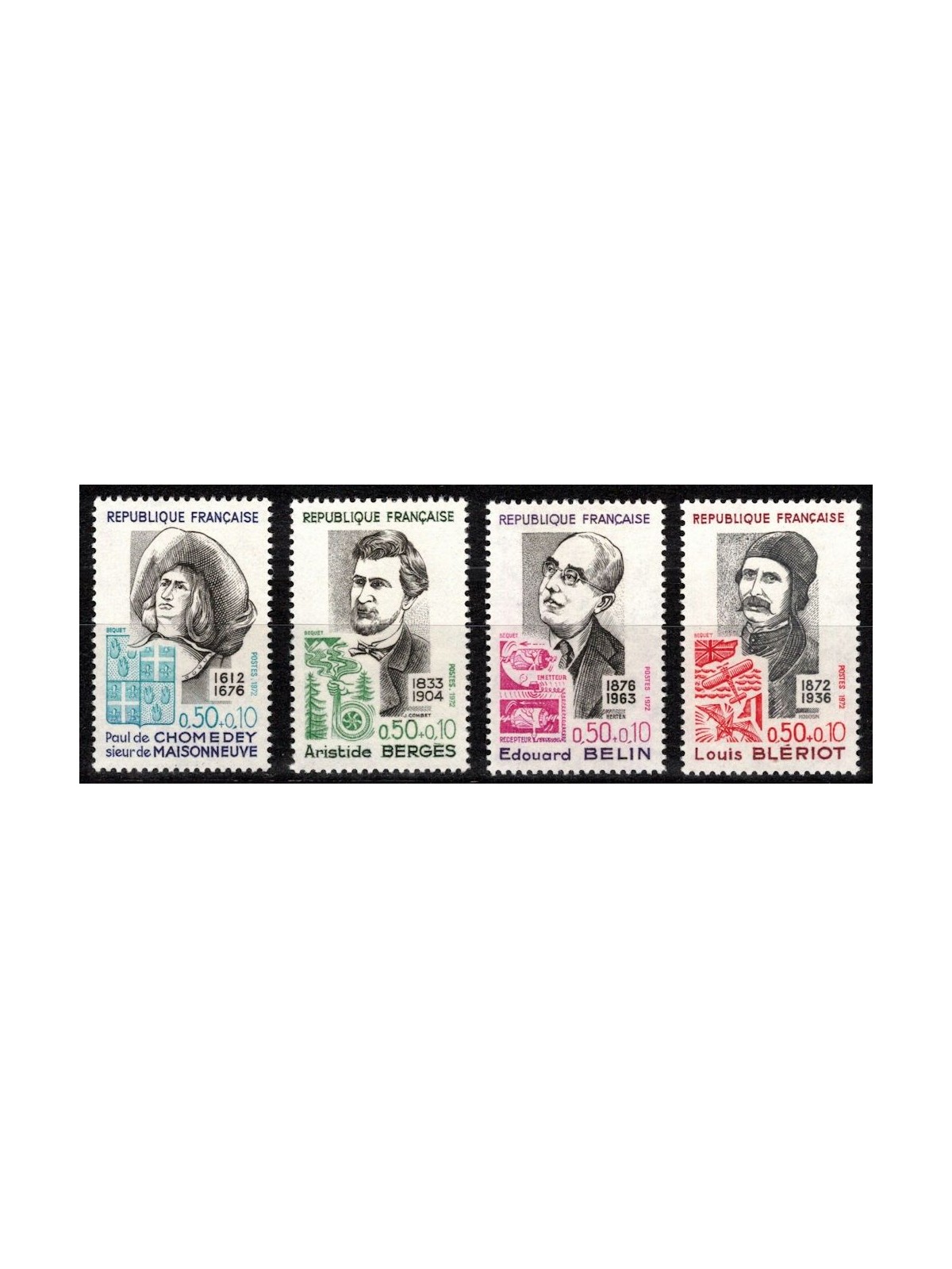 FRANCE 1972 Pro Red Cross (famous people) 4v MNH**