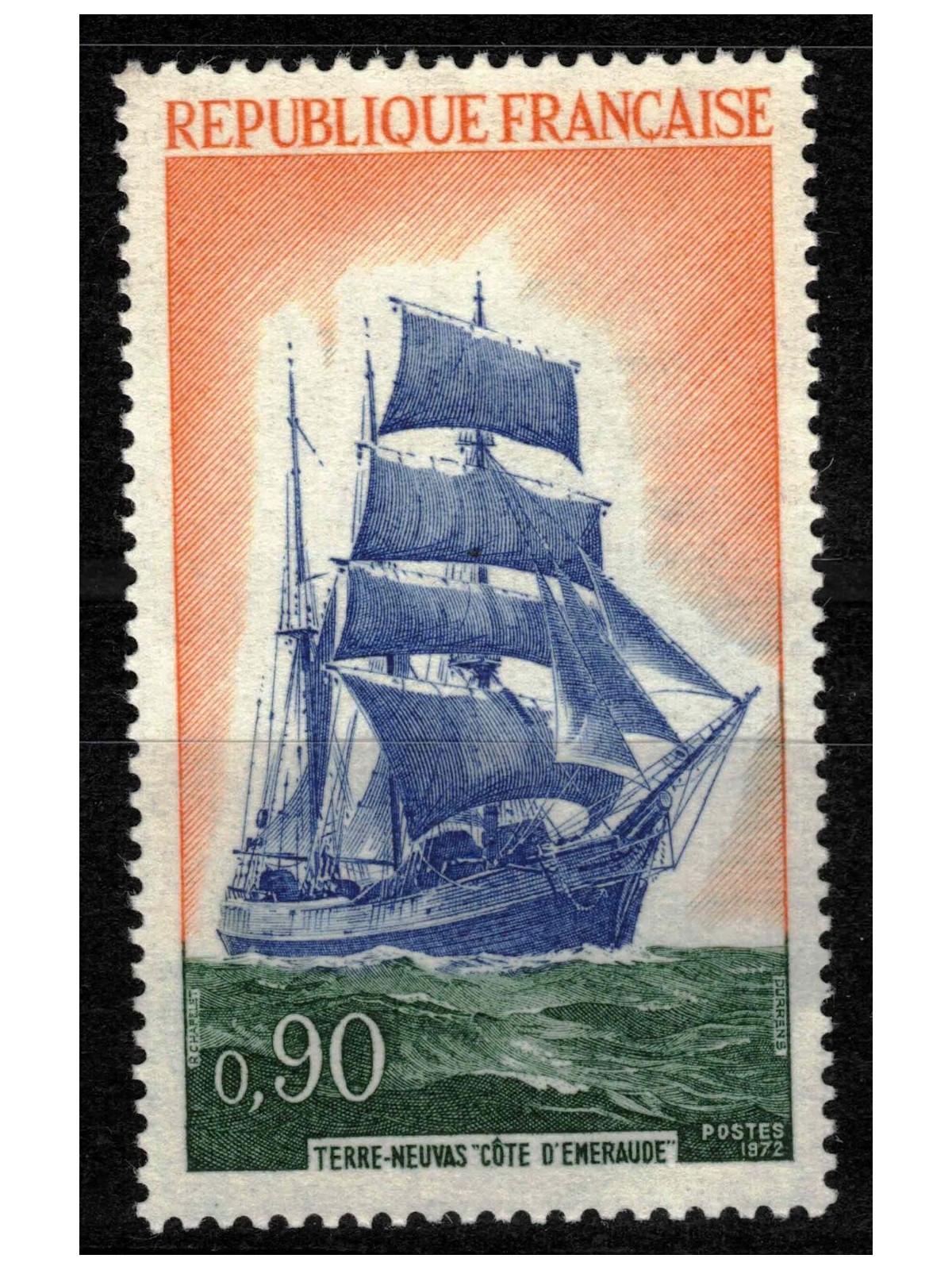 FRANCE 1972 Sailing ship Côte d'Émeraude MNH**
