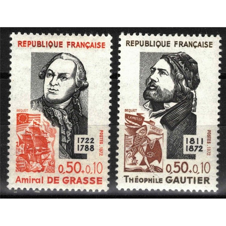 FRANCE 1972 Pro Red Cross (famous people) 2v MNH**