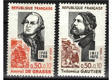 FRANCIA 1972 Pro Croce Rossa (personaggi celebri) 2v MNH**