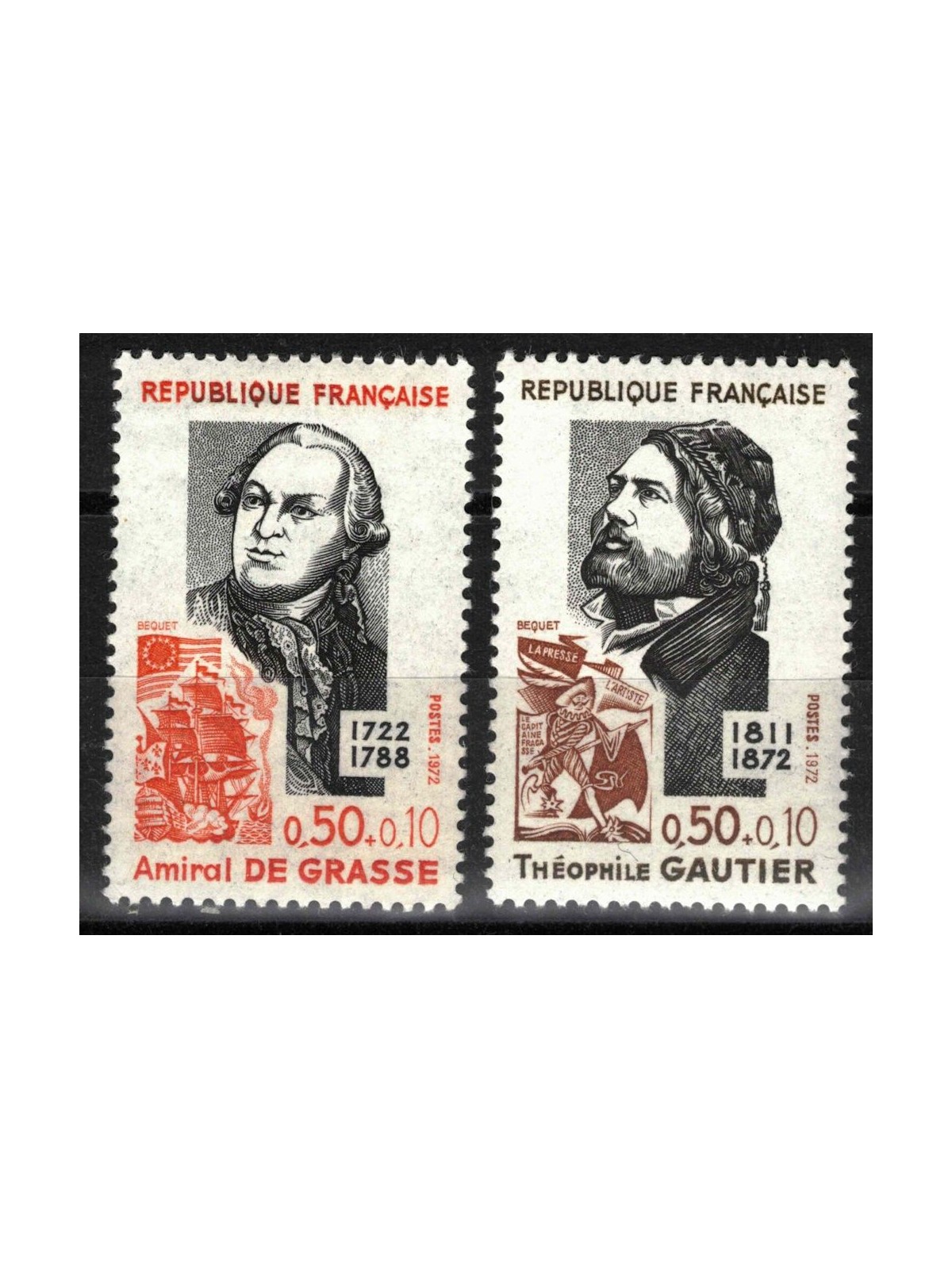 FRANCIA 1972 Pro Croce Rossa (personaggi celebri) 2v MNH**