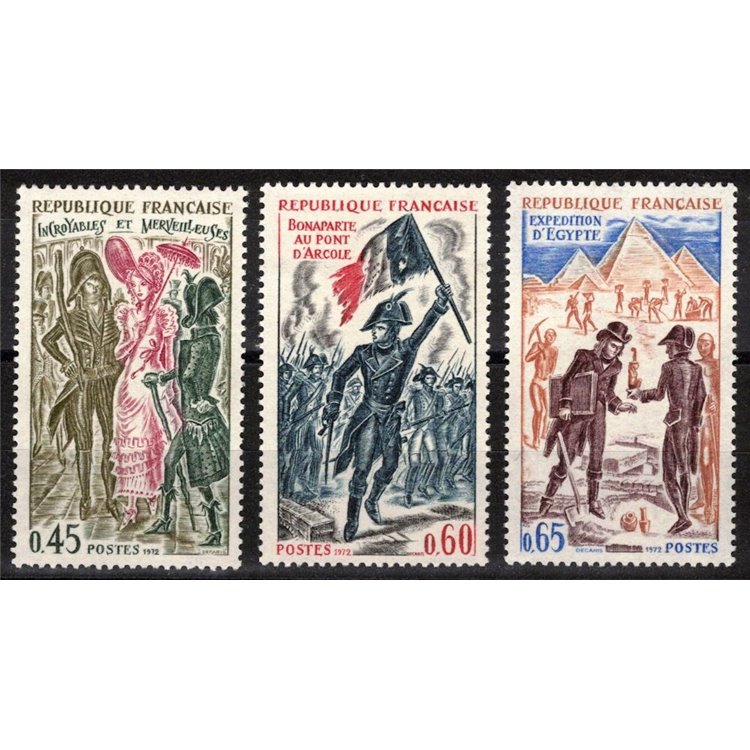 FRANCE 1972 History of France (7th series) 3v MNH**