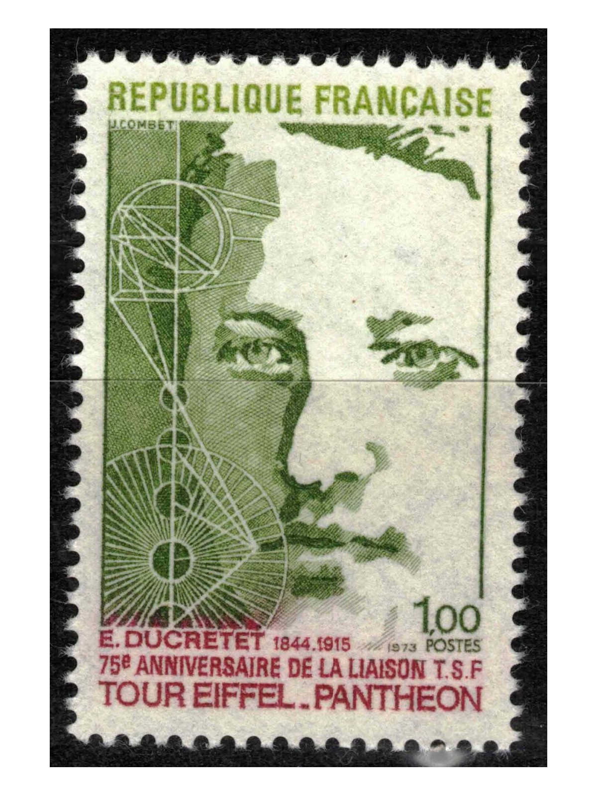 FRANCE 1973 Telegraphic link Eiffel Tower-Panthéon MNH**