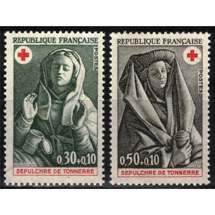 FRANCIA 1973 Pro Croce Rossa (sculture) 2v MNH**