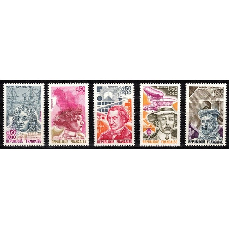 FRANCIA 1973 Pro Croce Rossa (personaggi celebri) 5v MNH**