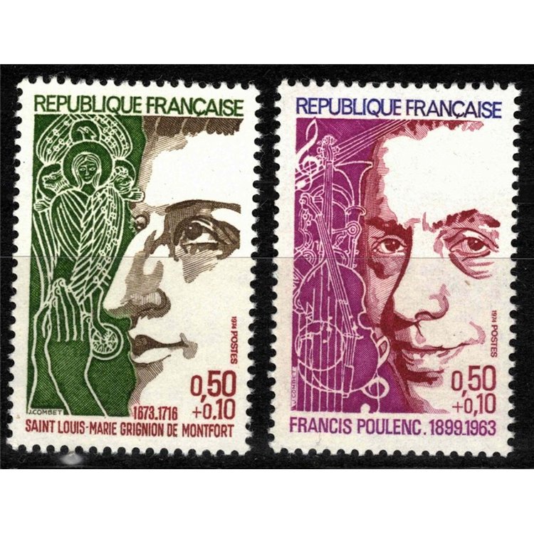 FRANCE 1974 Pro Red Cross (famous people) 2v MNH**