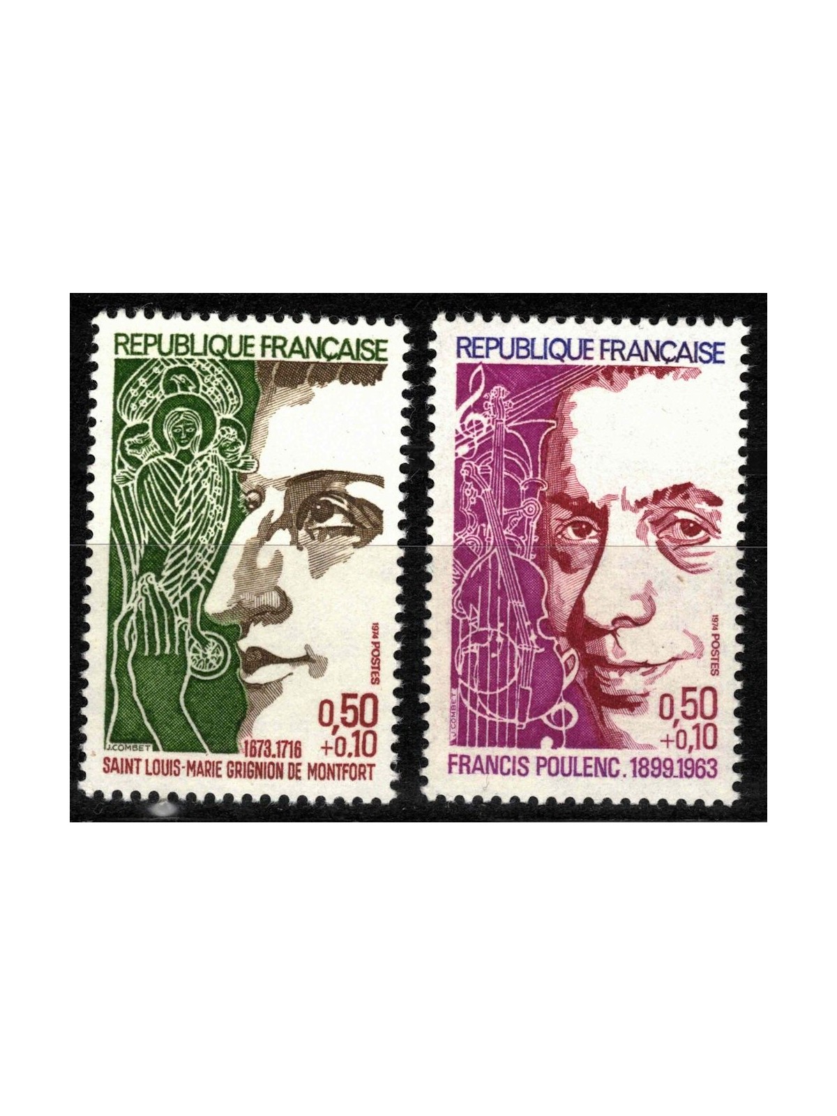 FRANCE 1974 Pro Red Cross (famous people) 2v MNH**