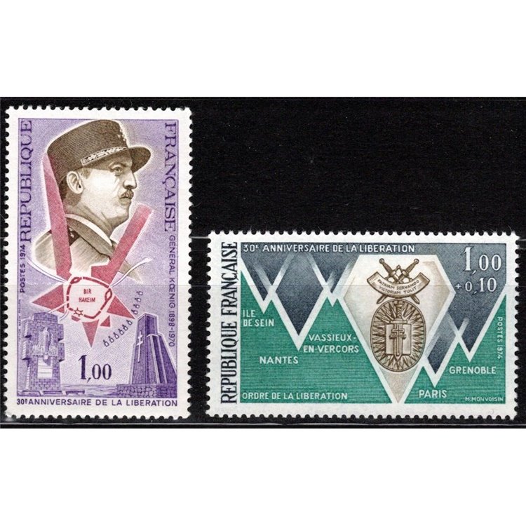 FRANCIA 1974 Anniversario della Liberazione 2v MNH**