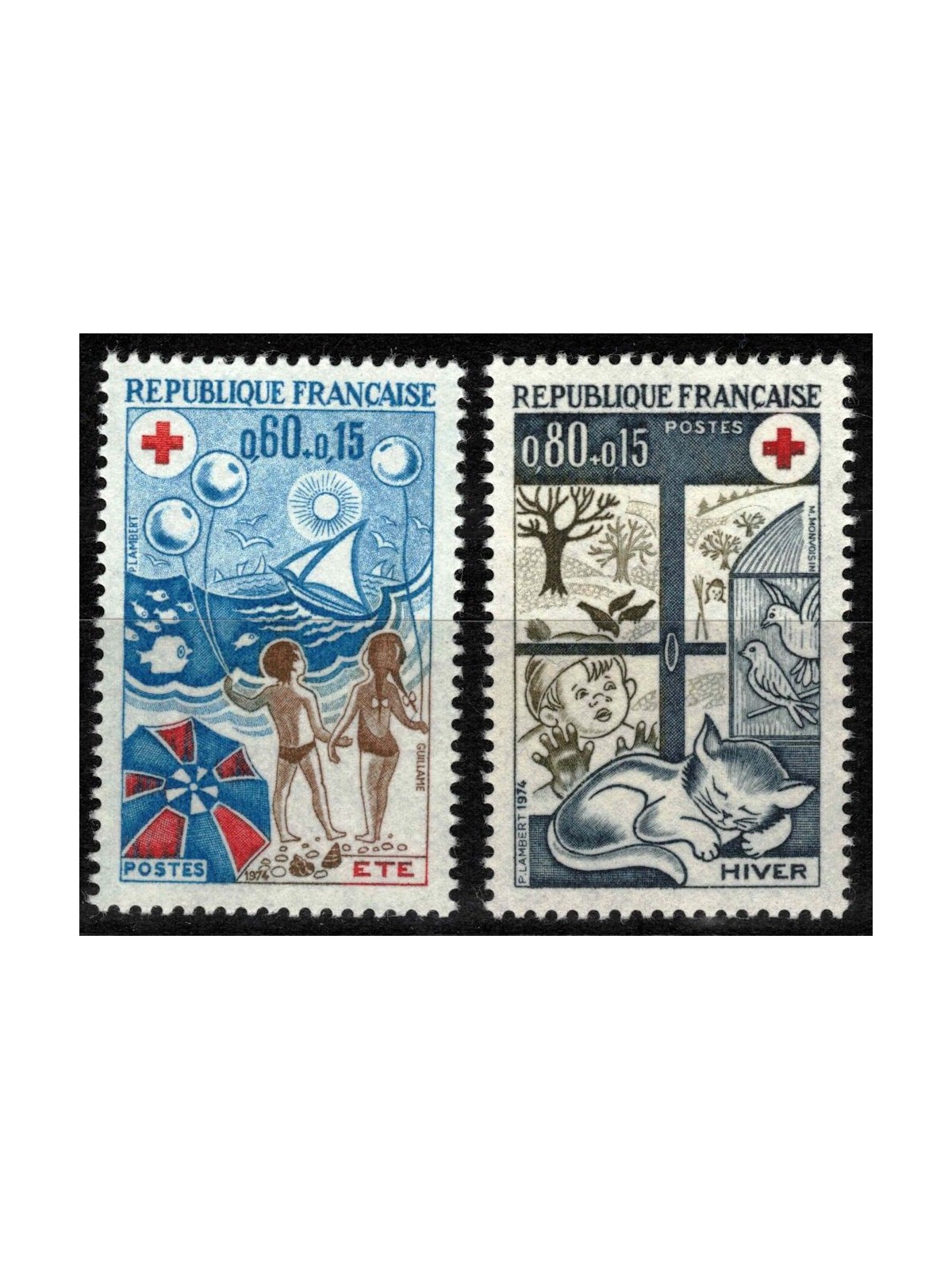 FRANCE 1974 Pro Red Cross (The Seasons) 2v MNH**