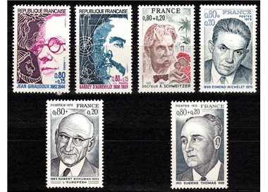 FRANCE 1974-75 Pro Red Cross (famous people) 6v MNH**