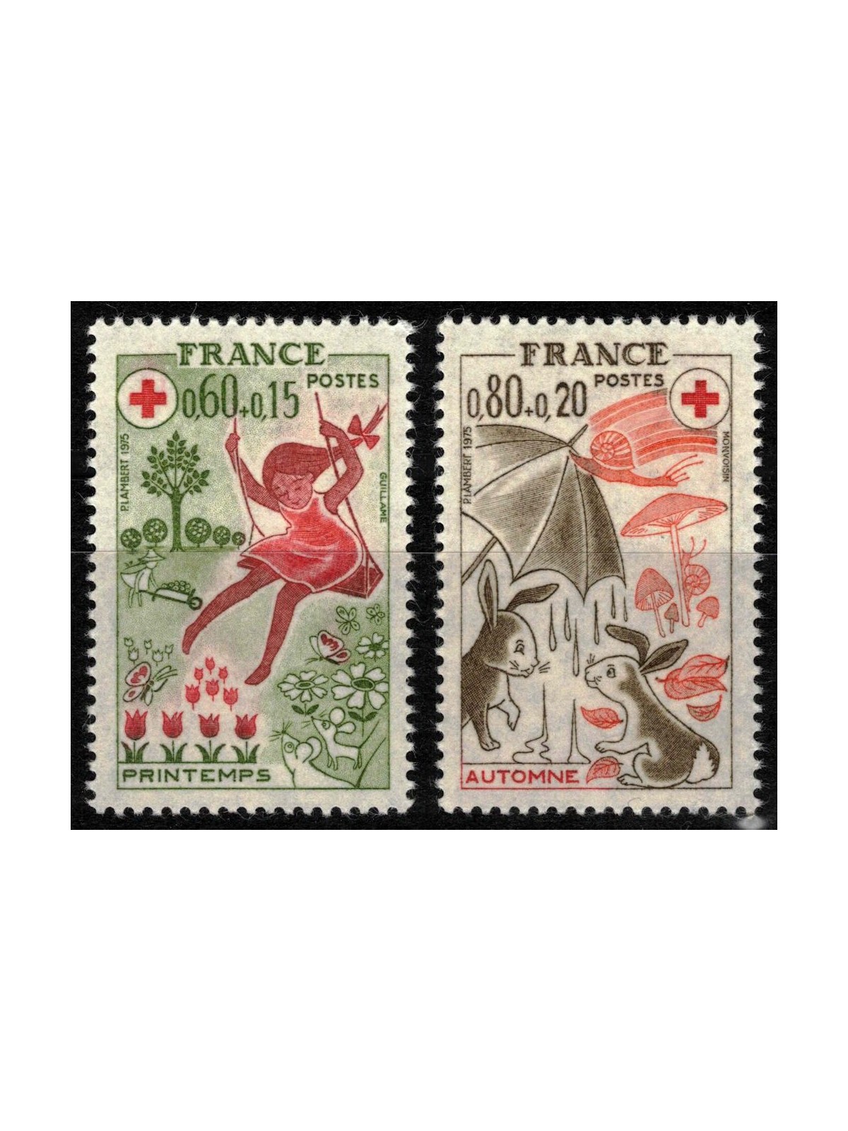 FRANCE 1975 Pro Red Cross (The Seasons) 2v MNH**