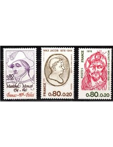 FRANCE 1976 Pro Red Cross (famous people) 3v MNH**