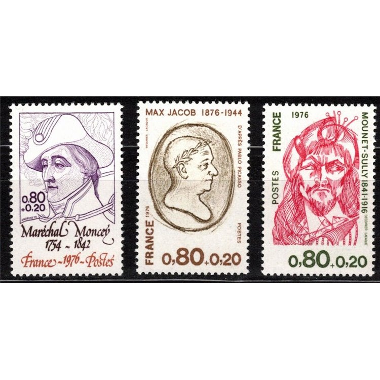 FRANCIA 1976 Pro Croce Rossa (personaggi celebri) 3v MNH**