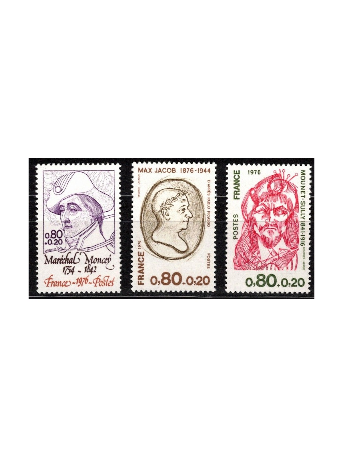 FRANCE 1976 Pro Red Cross (famous people) 3v MNH**