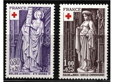 FRANCE 1976 Pro Red Cross (Sculptures) 2v MNH**