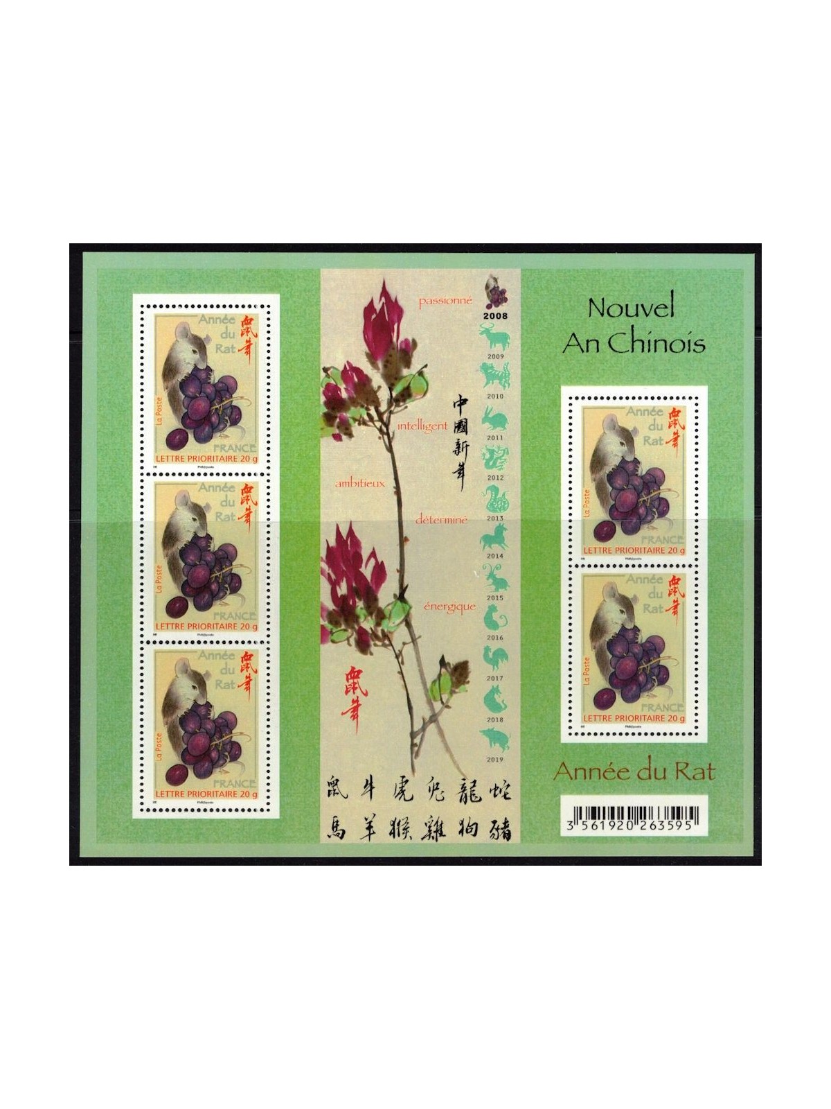 FRANCE 2008 Year of the Rat s/s MNH**