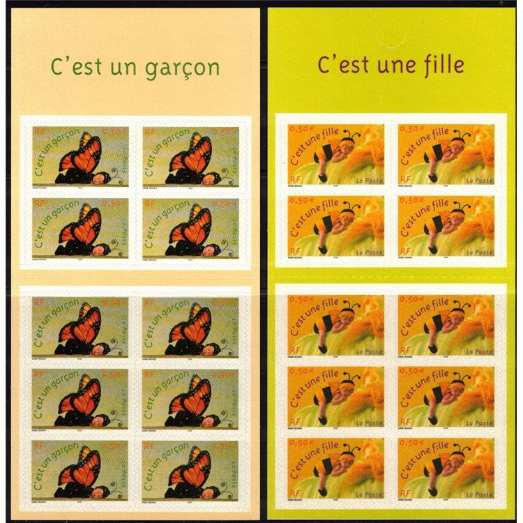 FRANCE 2004 Greeting stamps, male and female 2 booklet MNH**