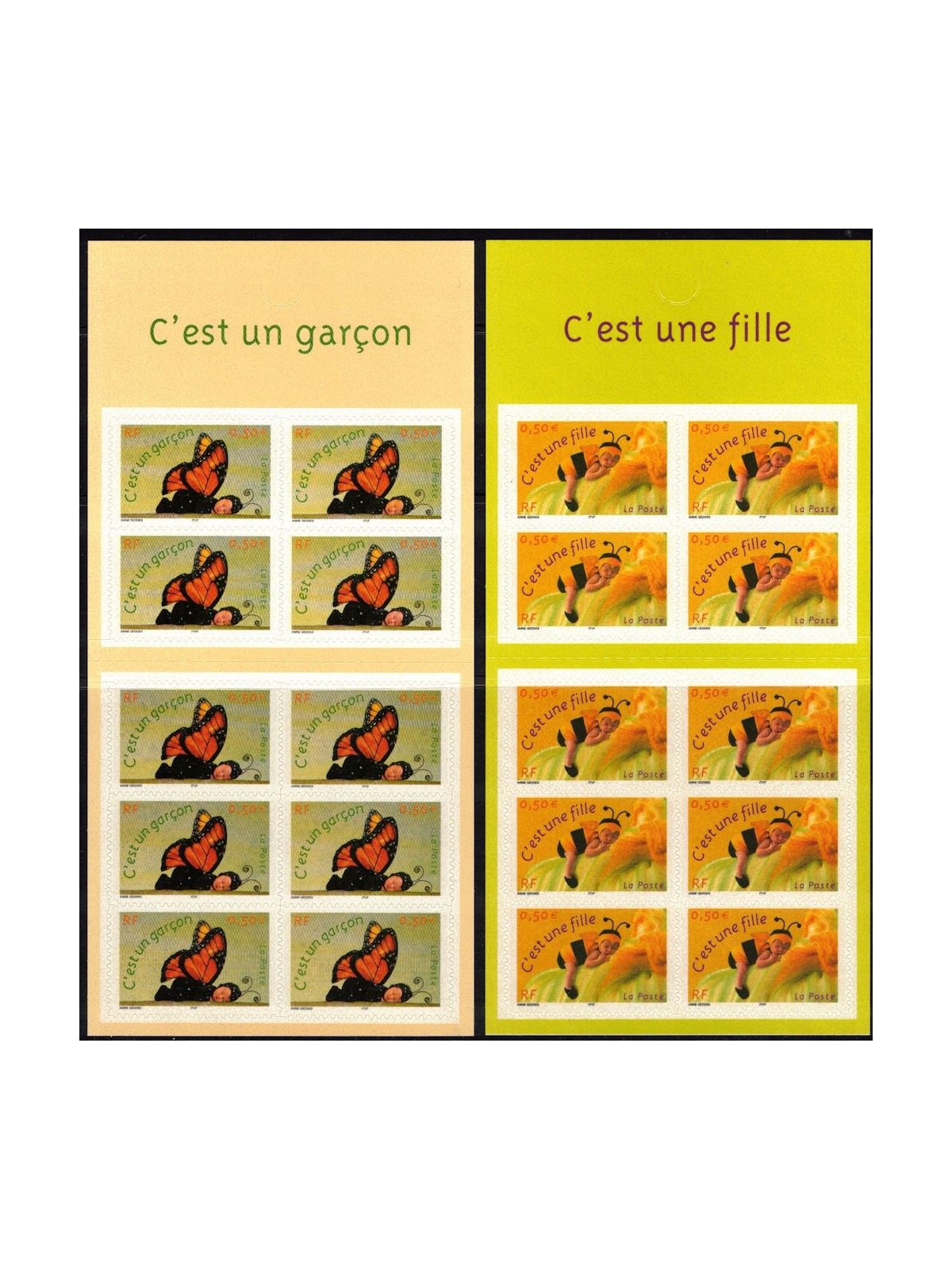 FRANCIA 2004 Francobolli augurali, maschio e femmina 2 LB MNH**