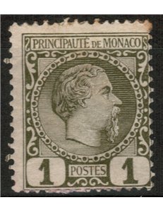 MONACO 1885 Effigie del Principe Carlo III 1v MH*