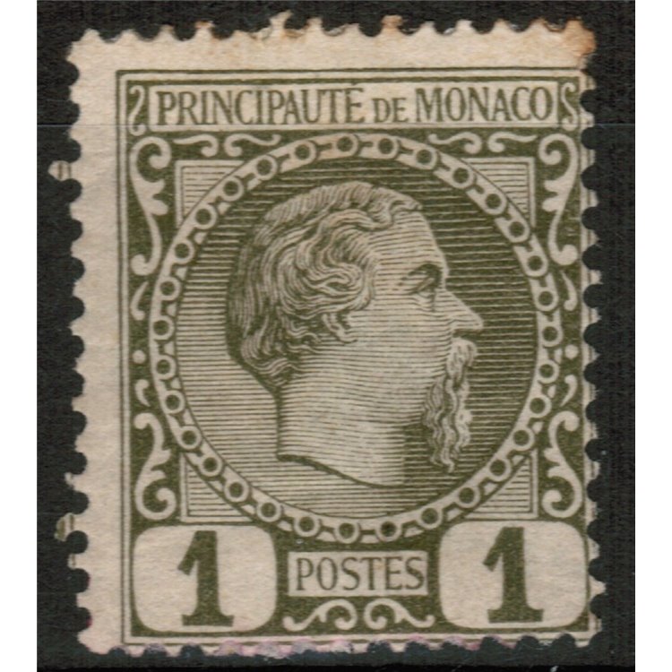 MONACO 1885 Effigie del Principe Carlo III 1v MH*