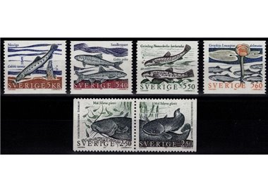 SVEZIA 1991 Pesci d'acqua dolce 6v MNH**