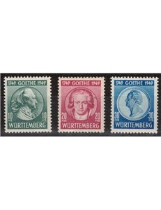 WURTTEMBERG (OCC. FRANCESE) 1949 Goethe 3v MNH**