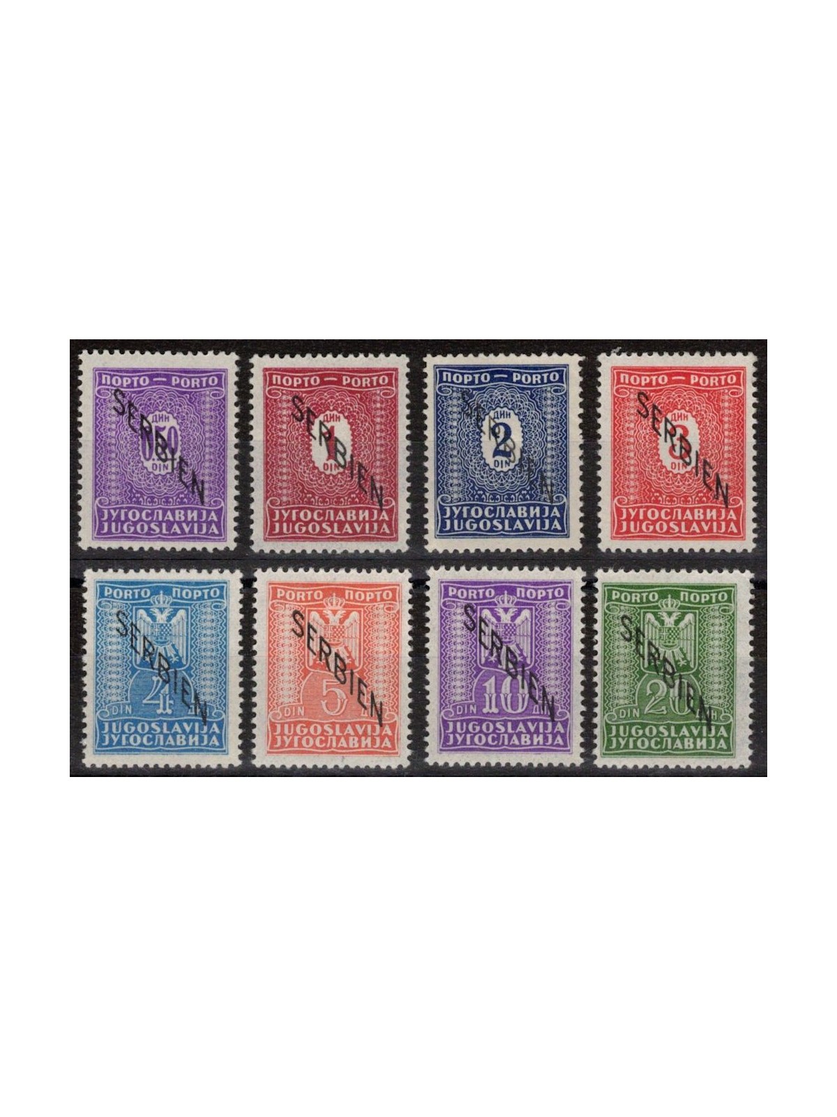 YUGOSLAVIA 1941 Provisional Postage Due (SERBIEN) not issued 8v MH*