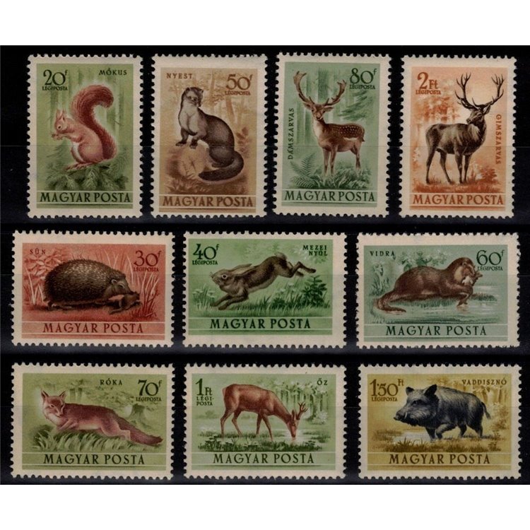 HUNGARY 1953 Fauna (airmail) 10v MNH**