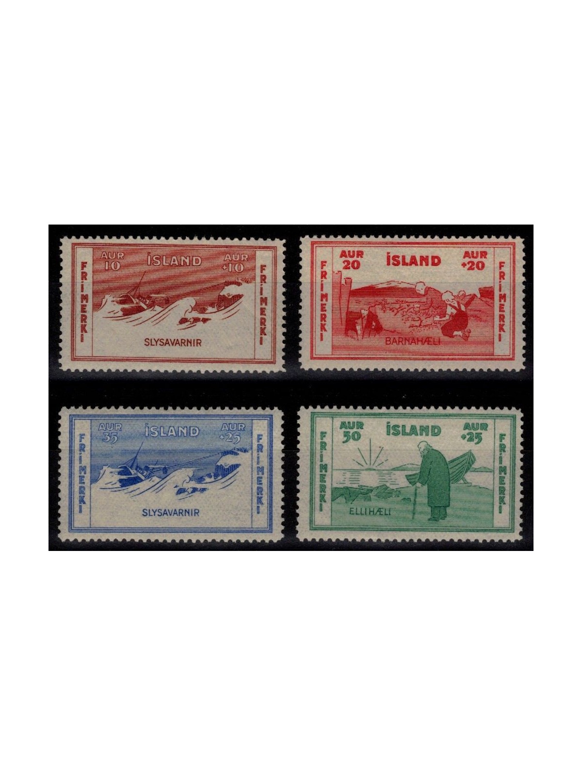 ISLANDA 1933 Pro opere marittime 4v MNH**