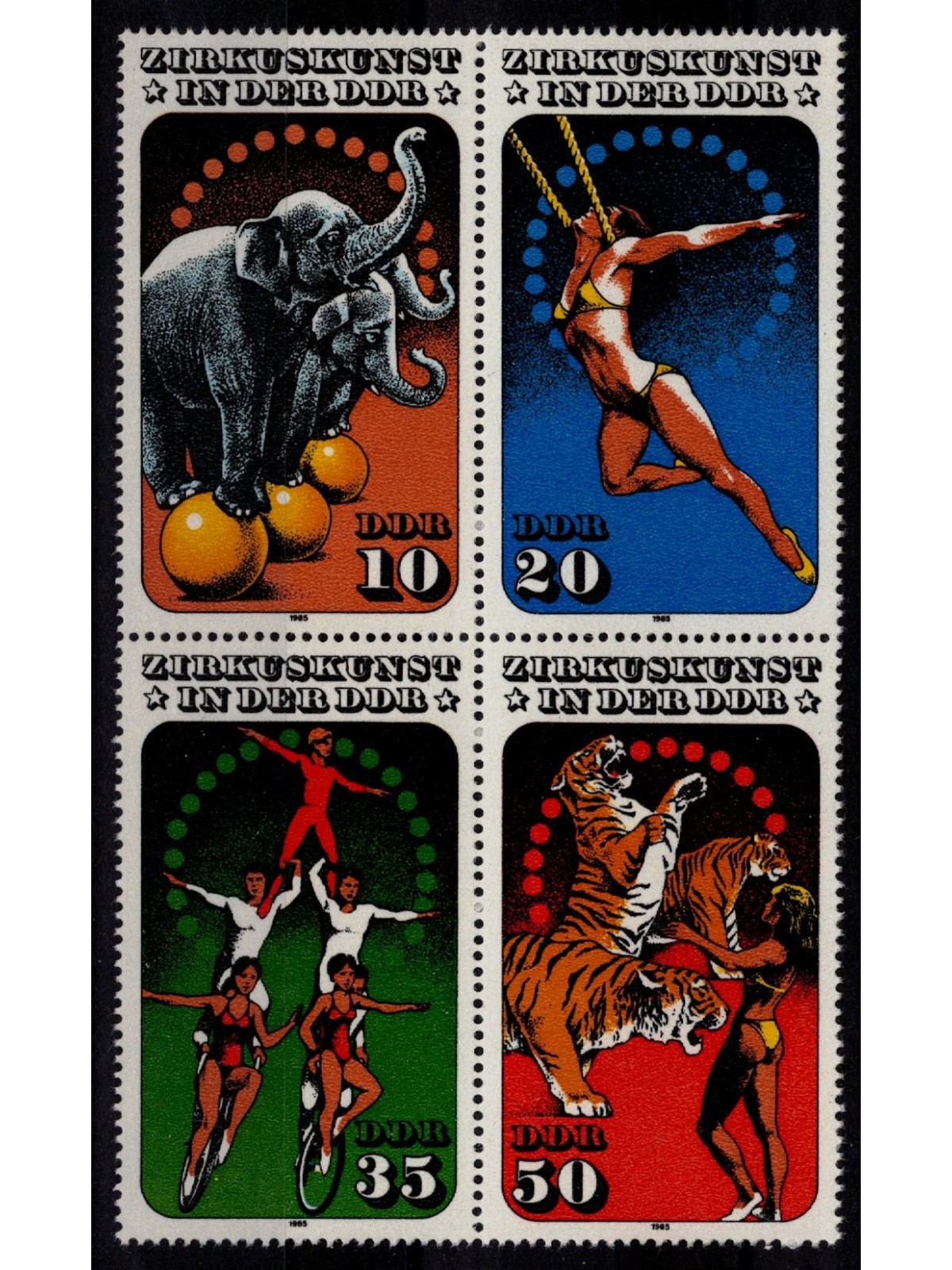 GERMANIA DDR 1985 Arte circense 4v MNH**
