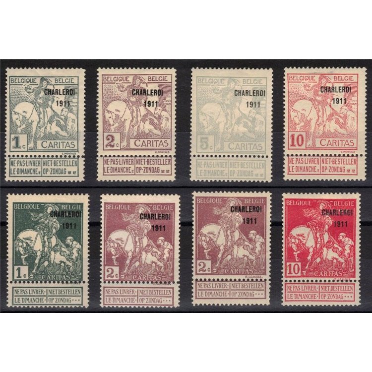 BELGIO 1911 Esposizione di Charleroi 8v MH*