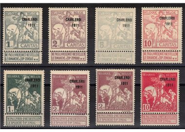 BELGIO 1911 Esposizione di Charleroi 8v MH*