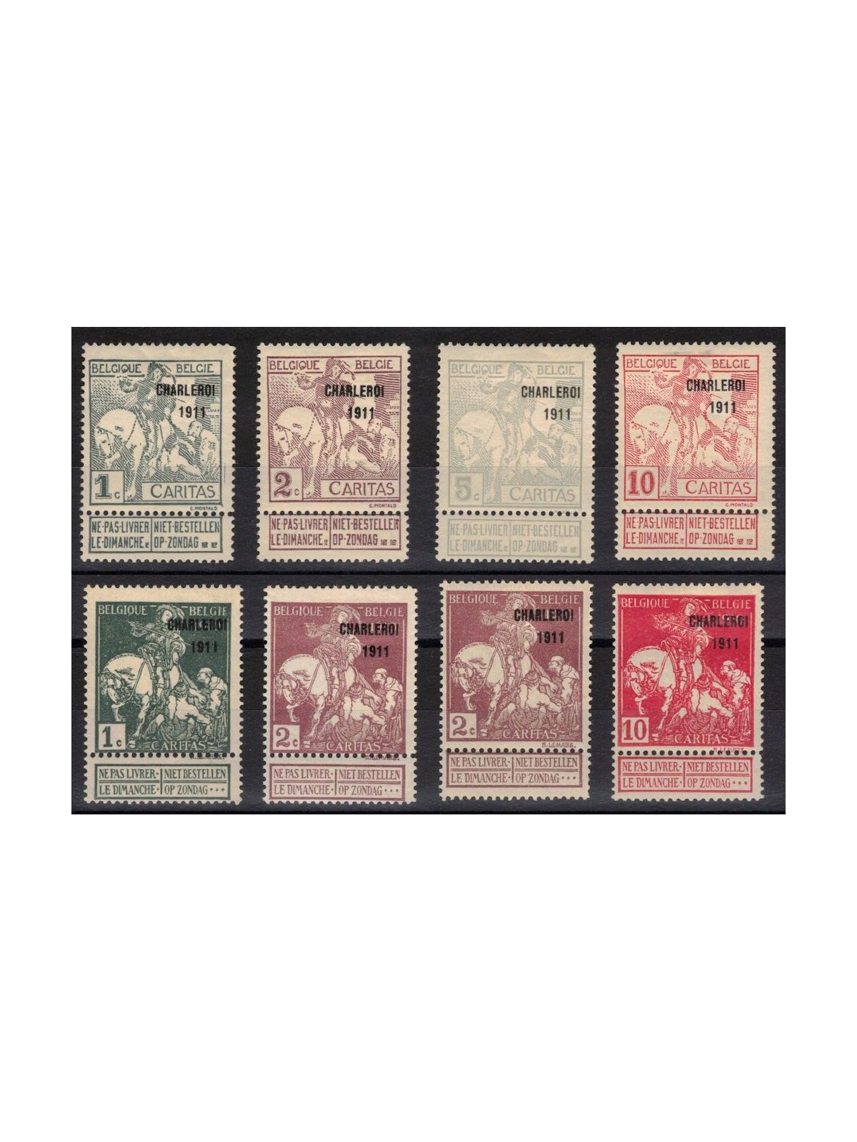 BELGIO 1911 Esposizione di Charleroi 8v MH*