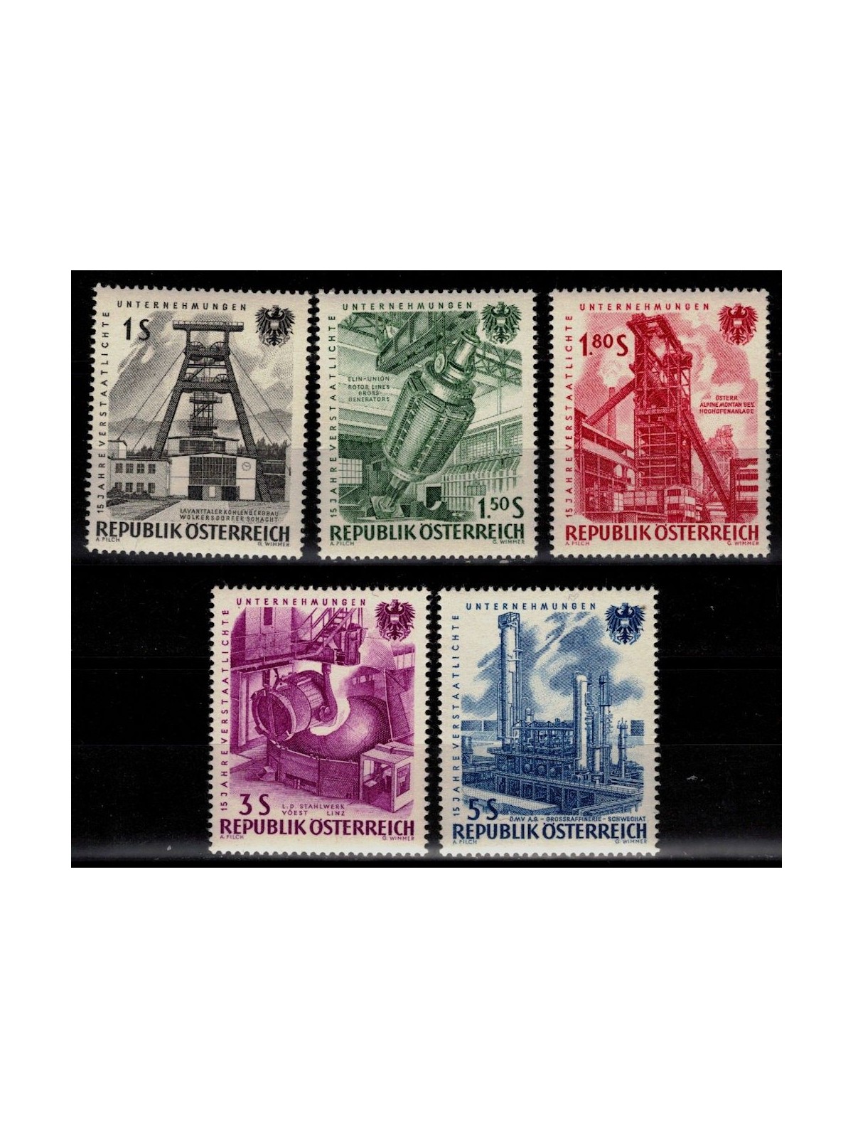 AUSTRIA 1961 Imprese di Stato 5v MNH**