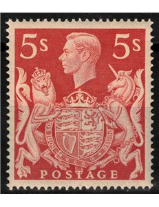 GRAN BRETAGNA 1939 Effigie di Re Giorgio VI (5s rosso carminio) MNH**