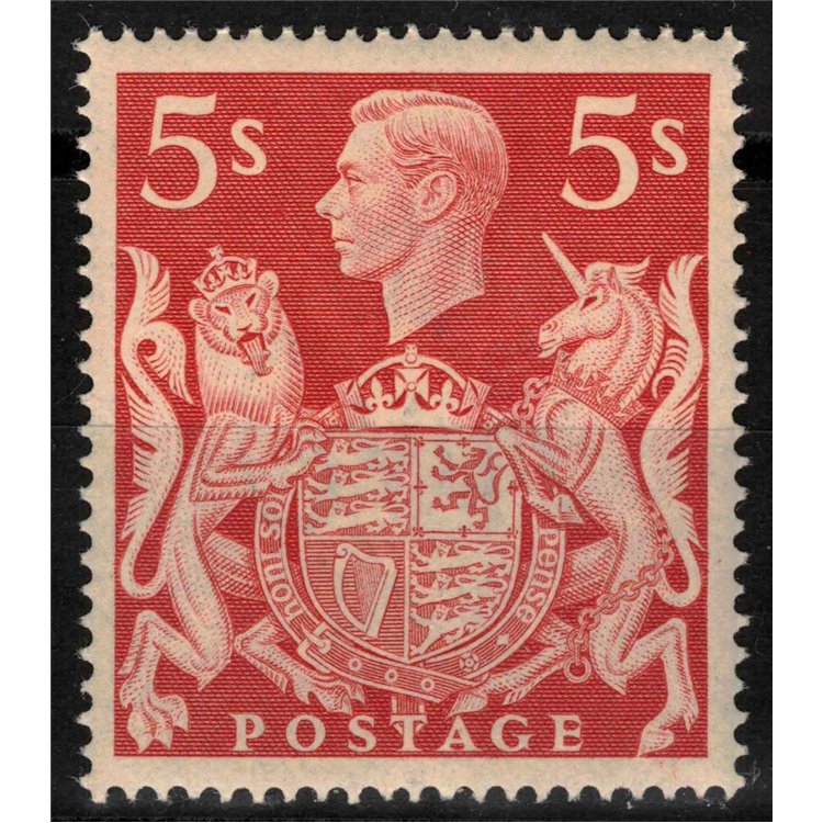GREAT BRITAIN 1939 Effigy of King George VI (5s carmine red) MNH**