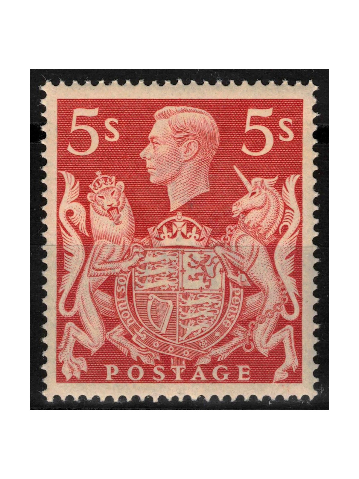 GREAT BRITAIN 1939 Effigy of King George VI (5s carmine red) MNH**