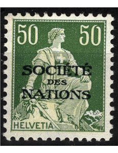SVIZZERA 1922 Servizio (SOCIÉTÉ DES NATIONS) 50c verde MH*